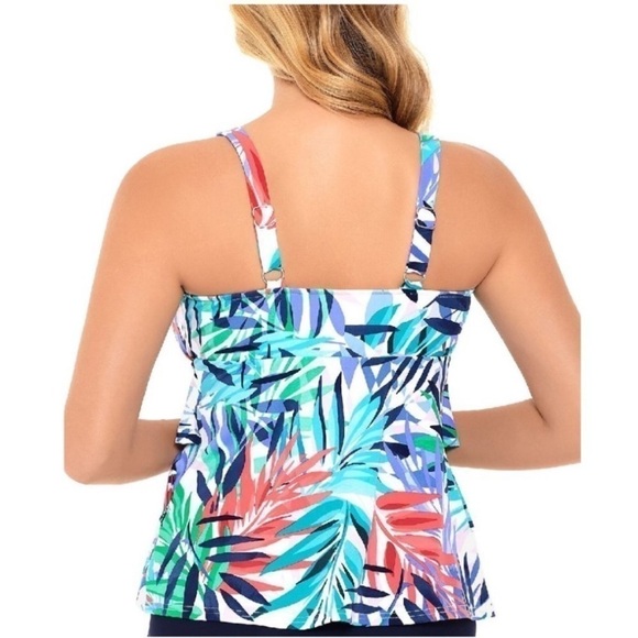 NWT Swim Solutions Palm Springs Print Tiered Top - Picture 2 of 9